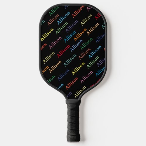 Colorful Modern Monogrammed Simple Black Classic Pickleball Paddle