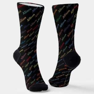 Colorful Modern Monogrammed Simple Black Classic Socks