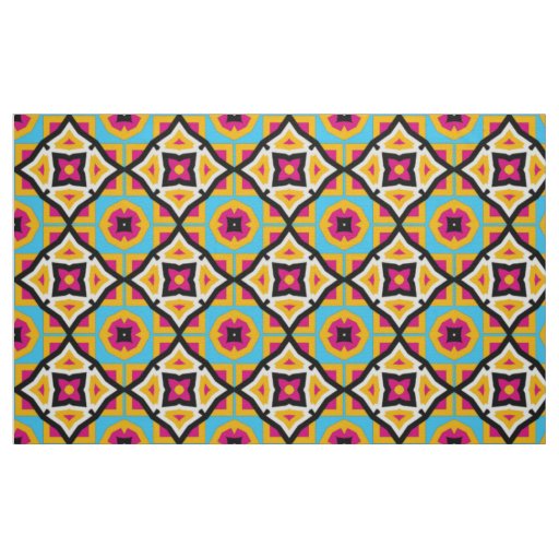 Colorful Modern Moroccan Mosaic Geometric Pattern Fabric