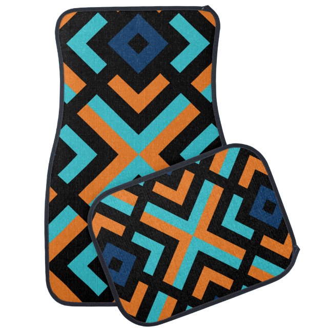 Colorful Modern Mosaic Geometric Pattern          Car Floor Mat (Set)