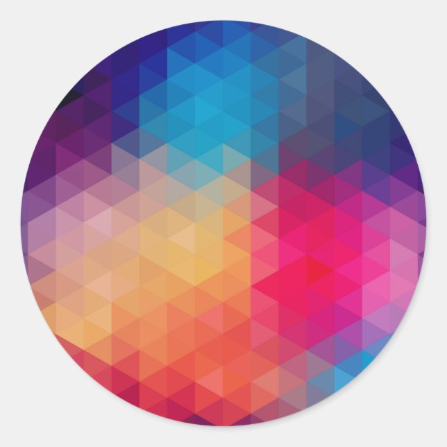 Colorful Modern Mosaic Geometric Pattern Classic Round Sticker (Front)
