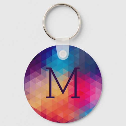 Colorful Modern Mosaic Geometric Pattern Keychain