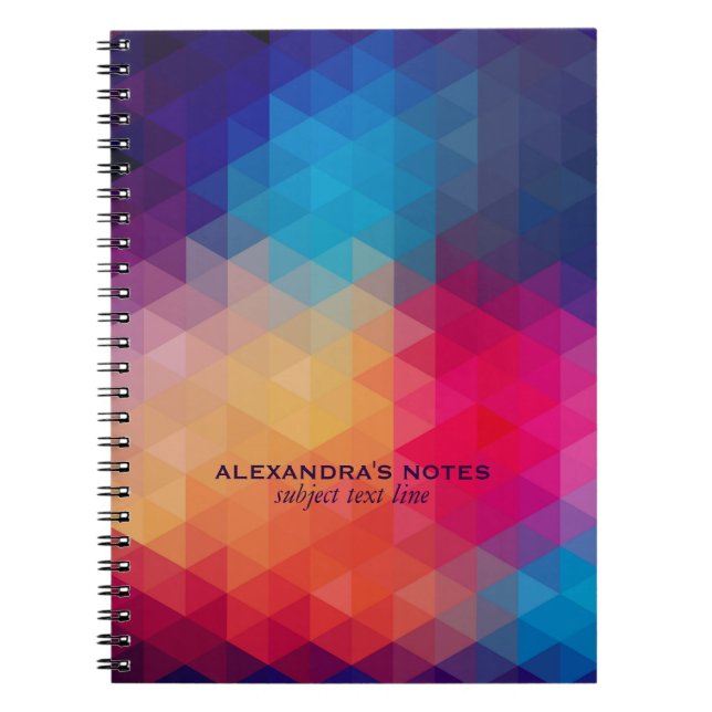 Colorful Modern Mosaic Geometric Pattern Notebook (Front)