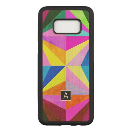 Colorful Modern Multi-Colored Geometric | Monogram Carved Samsung Galaxy S8 Case