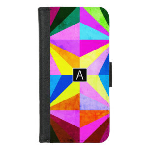 Colorful Modern Multi-Colored Geometric Monogram iPhone 8/7 Wallet Case