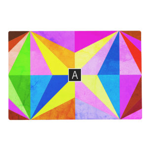 Colorful Modern Multi-Colored Geometric Monogram Placemat