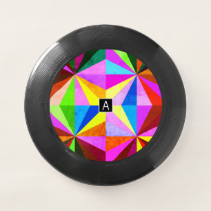 Colorful Modern Multi-Colored Geometric   Monogram Wham-O Frisbee