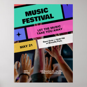 Colorful Modern Music Festival, Musical Party Poster