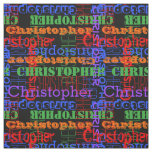 Colorful Modern Name Collage Rainbow Black Fabric