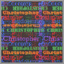 Colorful Modern Name Collage Rainbow Black Fabric
