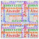 Colorful Modern Name Collage Rainbow Fabric