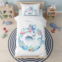 Colorful Modern Nautical Ocean Animals Kids Decor