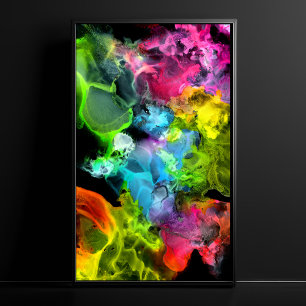 Colorful Modern Neon Abstract Watercolor Painting Poster