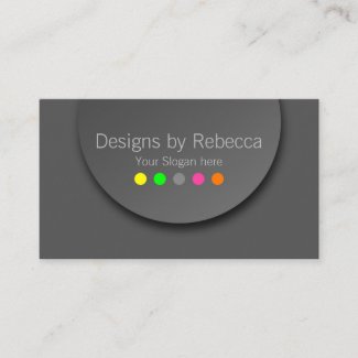 Colorful Modern Neon Polka Dots on Anthracite Business Card