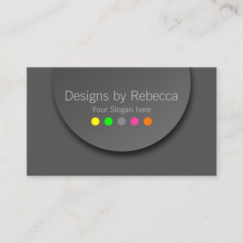 Colorful Modern Neon Polka Dots on Anthracite Business Card