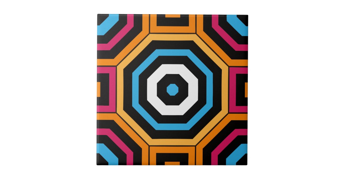 Colorful Modern Octagon and Square Geometric Ceramic Tile | Zazzle.com