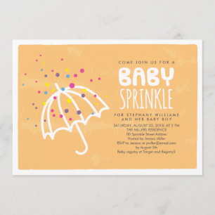 Colorful Modern Orange Baby Sprinkle Invitation