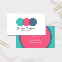 Colorful Modern Overlap Circles Teal Pink Blue Business Card