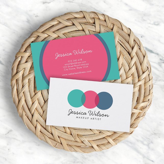 Colorful Modern Overlap Circles Teal Pink Blue Business Card (Creator Uploaded)