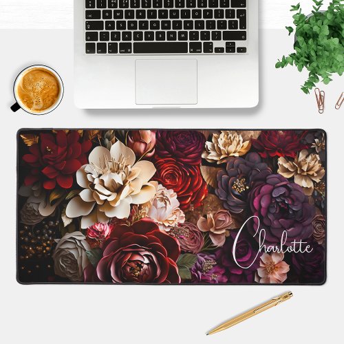 Colorful Modern Paper Flowers Personalized Name Desk Mat