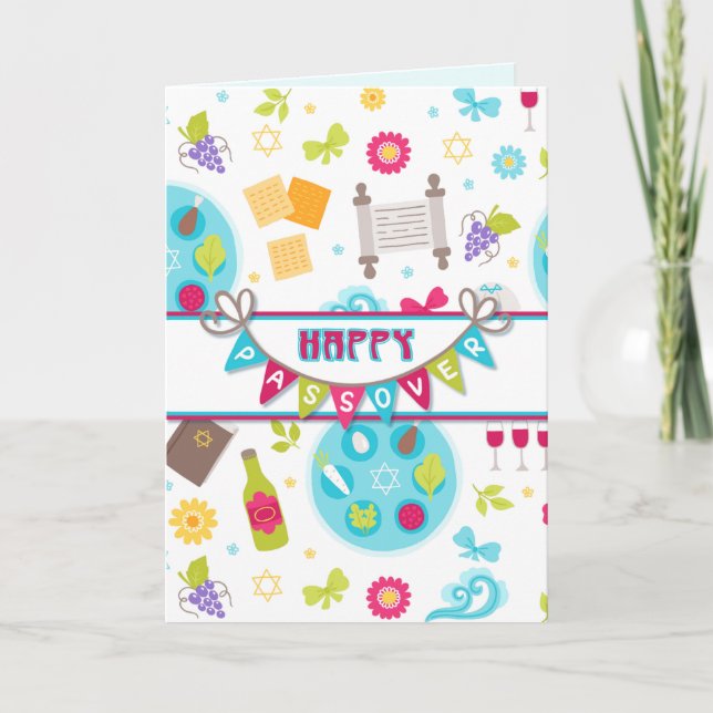 Colorful Modern Passover Greeting Card (Front)