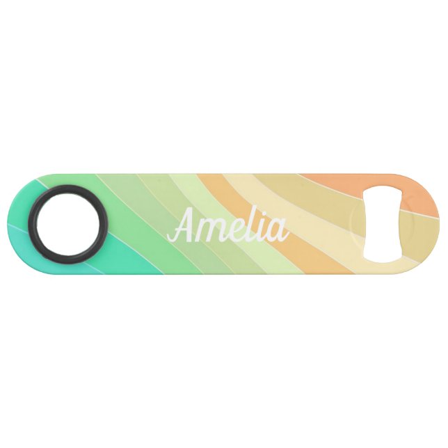 Colorful Modern Pastel Waves Pattern Personalised Bar Key (Front (Horizontal))