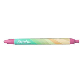 Colorful Modern Pastel Waves Pattern Personalised Black Ink Pen by MissMatching at Zazzle