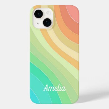 Colorful Modern Pastel Waves Pattern Personalised Case-mate Iphone 14 Case by MissMatching at Zazzle