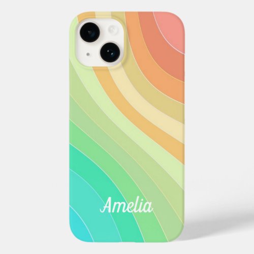 Colorful Modern Pastel Waves Pattern Personalised Case_Mate iPhone 14 Case