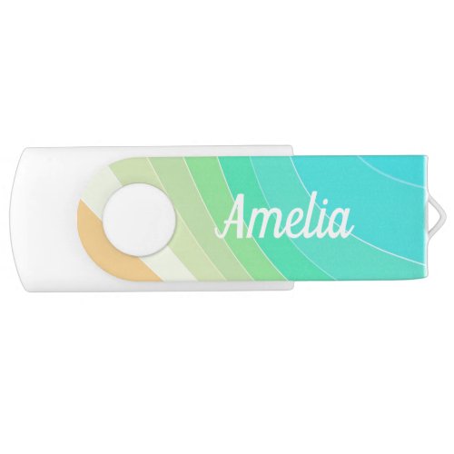 Colorful Modern Pastel Waves Pattern Personalised Flash Drive