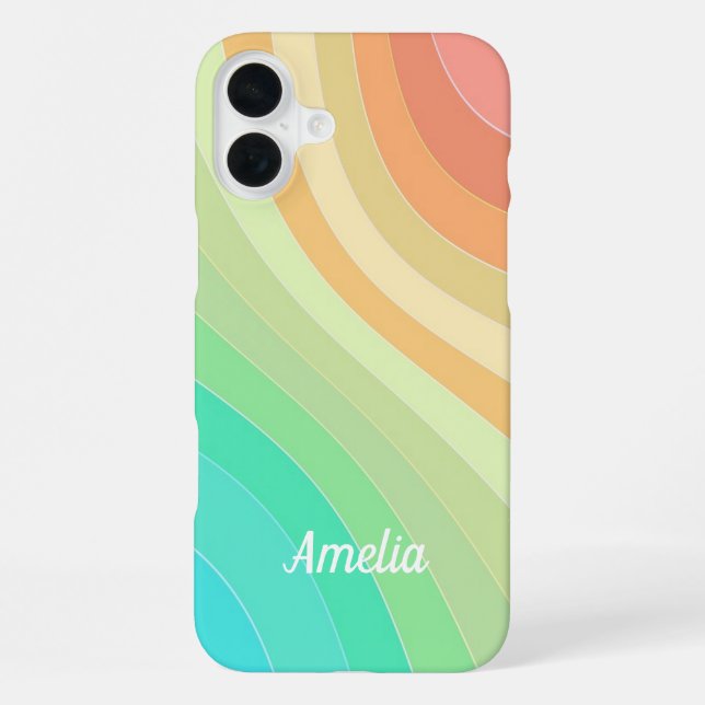 Colorful Modern Pastel Waves Pattern Personalised Iphone Case (Back)