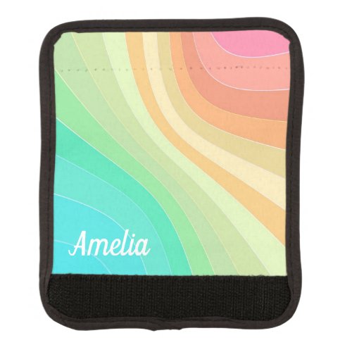 Colorful Modern Pastel Waves Pattern Personalised Luggage Handle Wrap