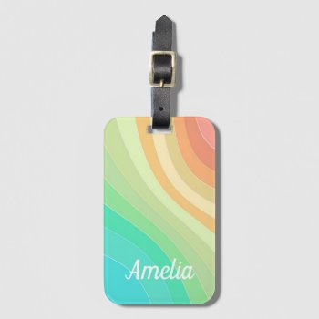 Colorful Modern Pastel Waves Pattern Personalised Luggage Tag by MissMatching at Zazzle
