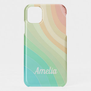 Colorful Modern Pastel Waves Pattern Personalised iPhone 11 Case