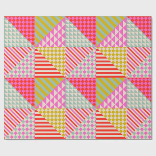 Colorful Modern Patchwork Quilt Wrapping Paper