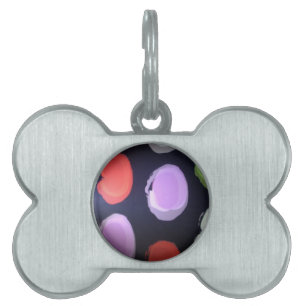 Colorful Modern Pattern Polka Dot Art Print Pet Name Tag