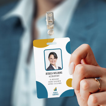 Colorful Modern Photo Employee Staff Id Badge by J32Teez at Zazzle