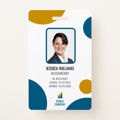Colorful Modern Photo Employee Staff ID Badge | Zazzle