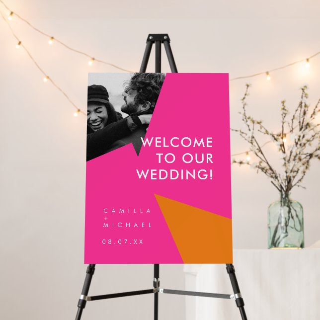 Colorful Modern Photo Wedding Welcome Sign Poster  (In Situ (Stand))