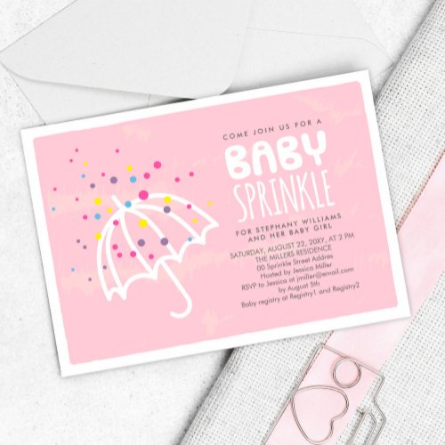 Colorful Modern Pink Baby Girl Sprinkle Invitation