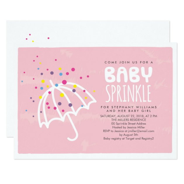 Colorful Modern Pink Baby Girl Sprinkle Invitation
