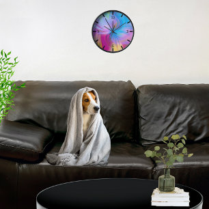 Colorful Modern Pink Blue Fine Abstract Clock