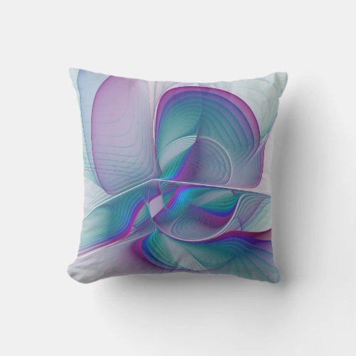 Colorful Modern Pink Blue Turquoise Fractal Art Throw Pillow