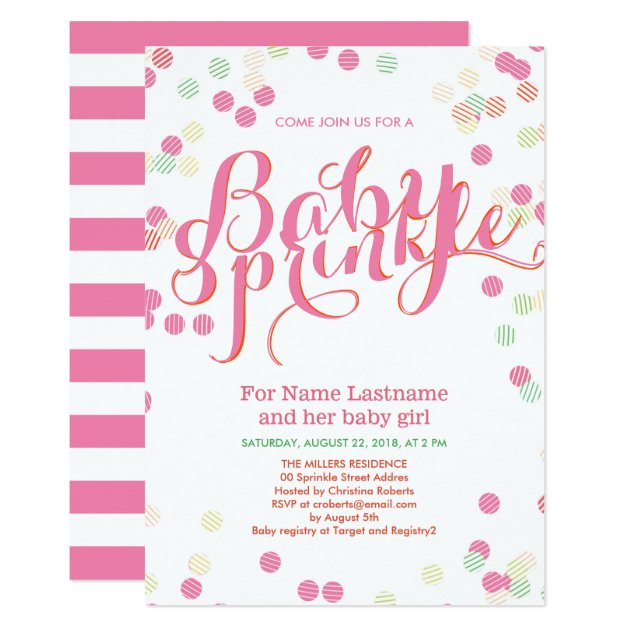 Colorful Modern Pink Girl Baby Sprinkle Invitation