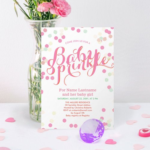 Colorful Modern Pink Girl Baby Sprinkle Invitation