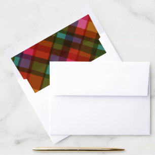 Colorful Modern Plaid Christmas Winter Holiday Envelope Liner