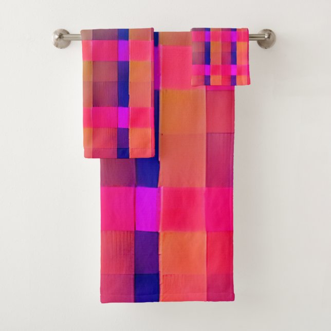 Colorful Modern Plaid  Towel Set (Insitu)