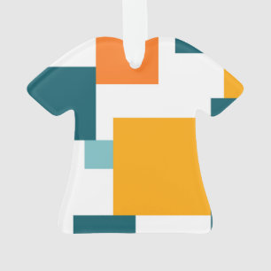 Colorful, modern, playful square geometric pattern ornament