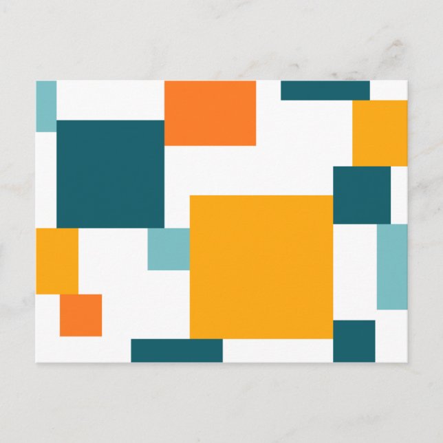 Colorful, modern, playful square geometric pattern postcard (Front)