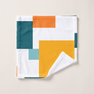 Colorful, modern, playful square geometric pattern wash cloth